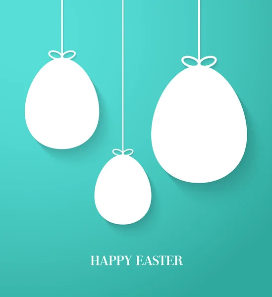 Easter greeting card with hanging paper eggs. — Stock Vector