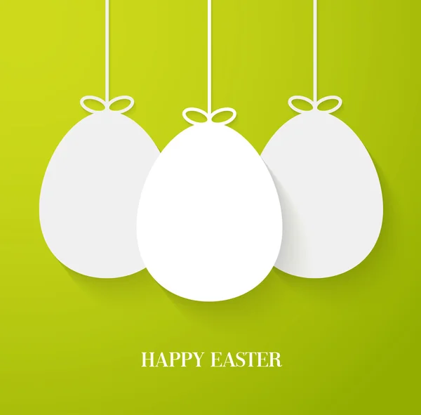 Easter greeting card with hanging paper eggs. — Stock Vector