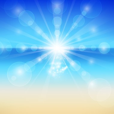 Yaz tatili. Deniz kenarındaki güzel görünüm güneş ışığı ile.