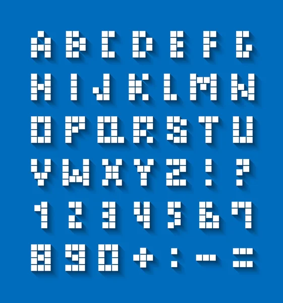 Platte pixel lettertype met schaduweffect. Vectorbeelden