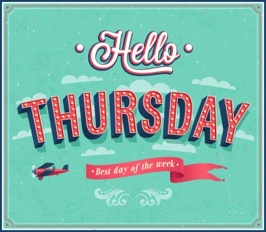 Hello Thursday typographic design. clipart