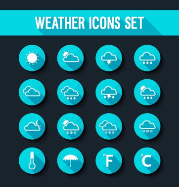 Düz hava Icons set.