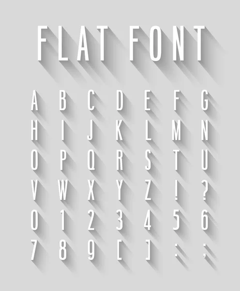 Platte lettertype met lange schaduweffect. Rechtenvrije Stockvectors