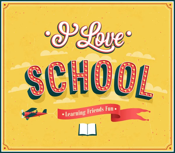 I Love School design tipográfico . —  Vetores de Stock