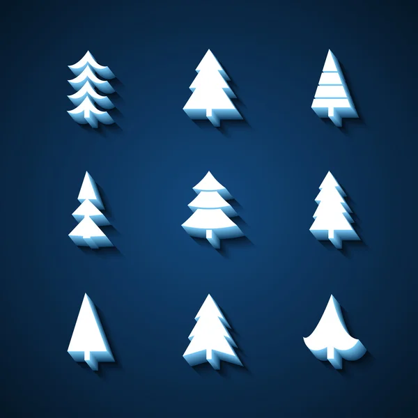 Set of Christmas trees 3d icons. — Stock Vector