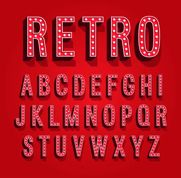 Retro-Schrift mit Glühbirnen. — Stockvektor