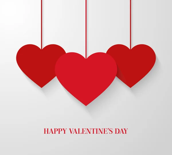 Tarjeta de San Valentín con corazones colgantes . — Vector de stock