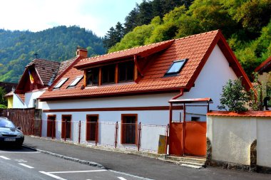 Schei Cvartal, Brasov, Transilvanya 'nın doğusunda. Tipik şehir manzarası. Brasov Romanya 'nın merkezidir. 300.000 kişi..