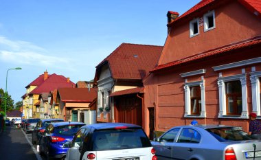 Schei Cvartal, Brasov, Transilvanya 'nın doğusunda. Tipik şehir manzarası. Brasov Romanya 'nın merkezidir. 300.000 kişi..