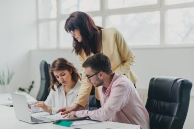 İş ekibi ofiste bir proje üzerinde çalışıyor.