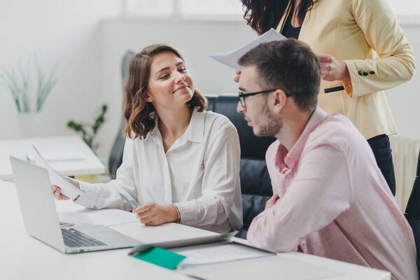 Business team working on a project in office