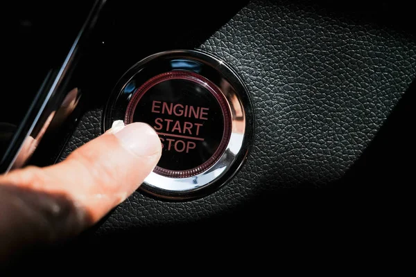 Closeup Motor Start Stop Knop Auto — Stockfoto