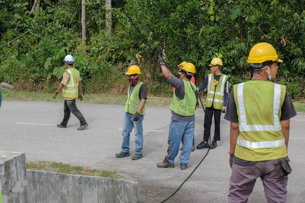Muadzam Shah Malaysia September 2021 Team Workers Telomunication Internet Provider — 스톡 사진