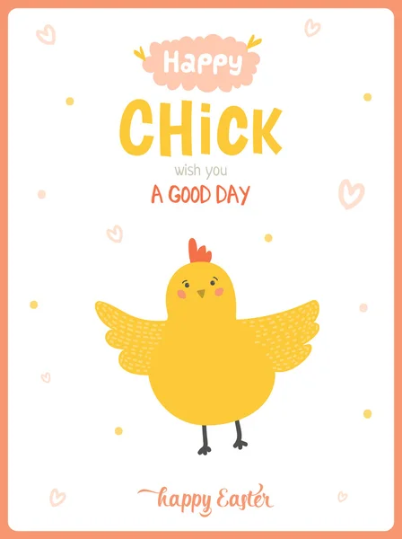 Happy Easter card with chicken — Stock Vector