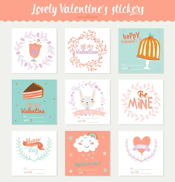 Vierkante Valentines day gift tags — Stockvector