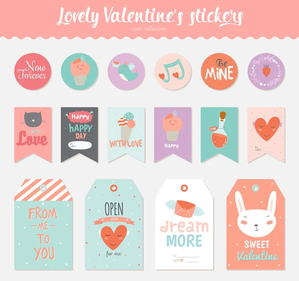 Templat Valentines day label - Stok Vektor