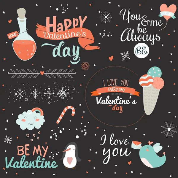 Elementos del Día de San Valentín — Vector de stock