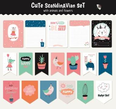 Set of cute stickers clipart