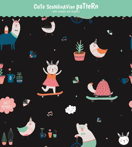 Cute scandinavian seamless pattern — Stock Vector