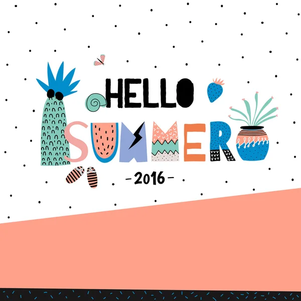 Lindo cartel de verano Hello — Vector de stock