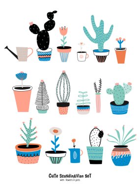 Set of cute house plants clipart