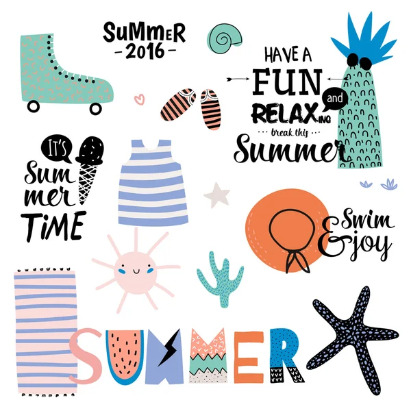 Cute Summer Design Scandinavian Set — Stock Vector