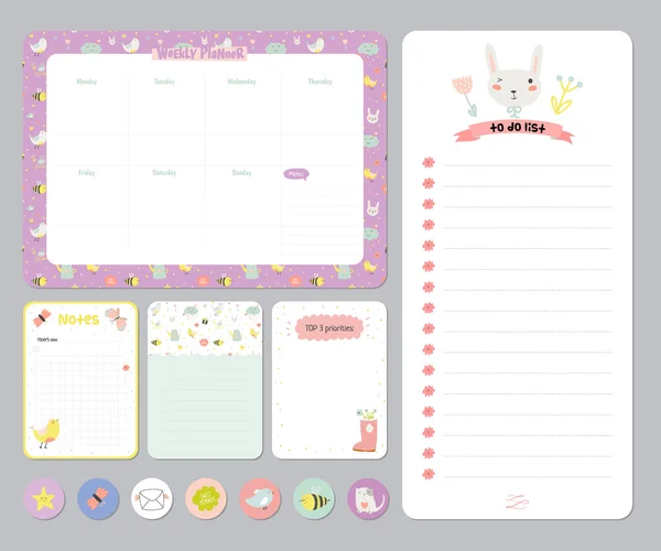 Cute Calendar Daily and Weekly Planner — Stock Vector