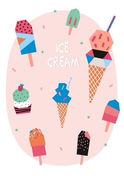 Ice cream set. — Stock Vector