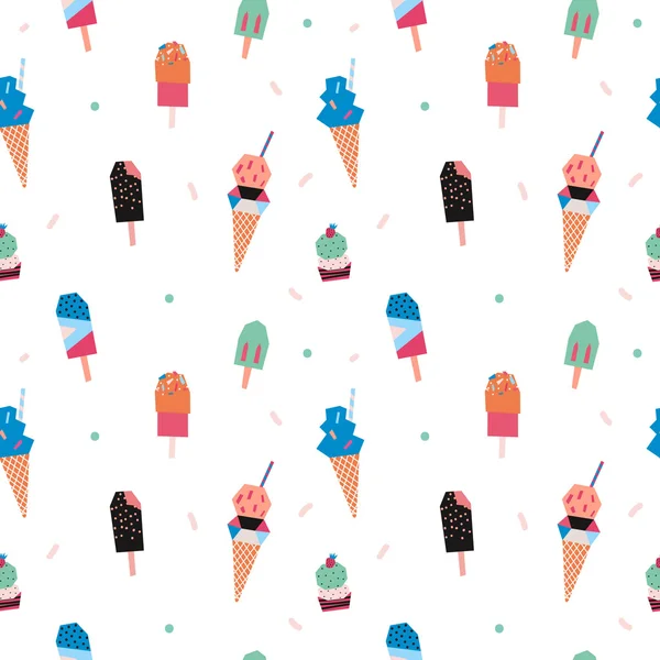 Ice cream seamless background — Stock Vector