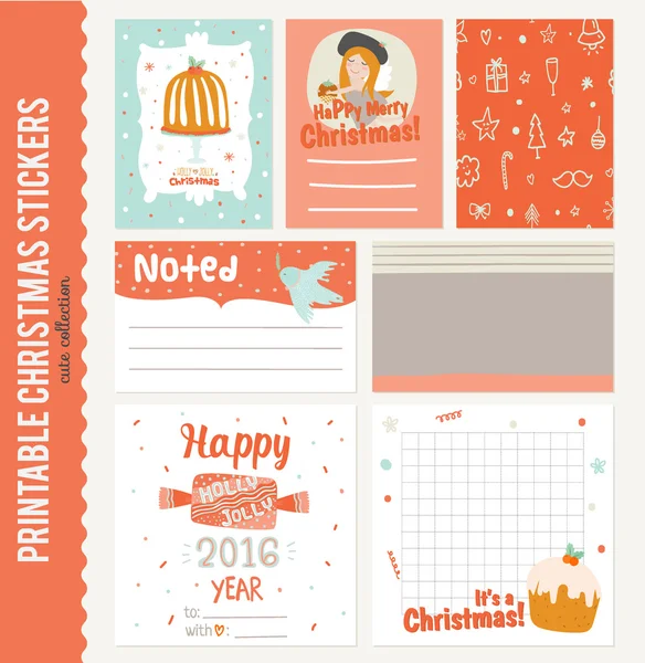 Collection of Cute Vector Journaling Cards — Stock Vector