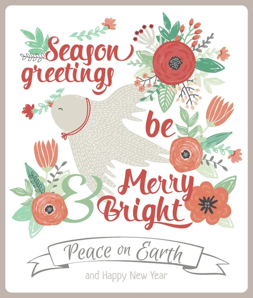 ビンテージの陽気なクリスマスと幸福な新しい年のカード — ストックベクタ