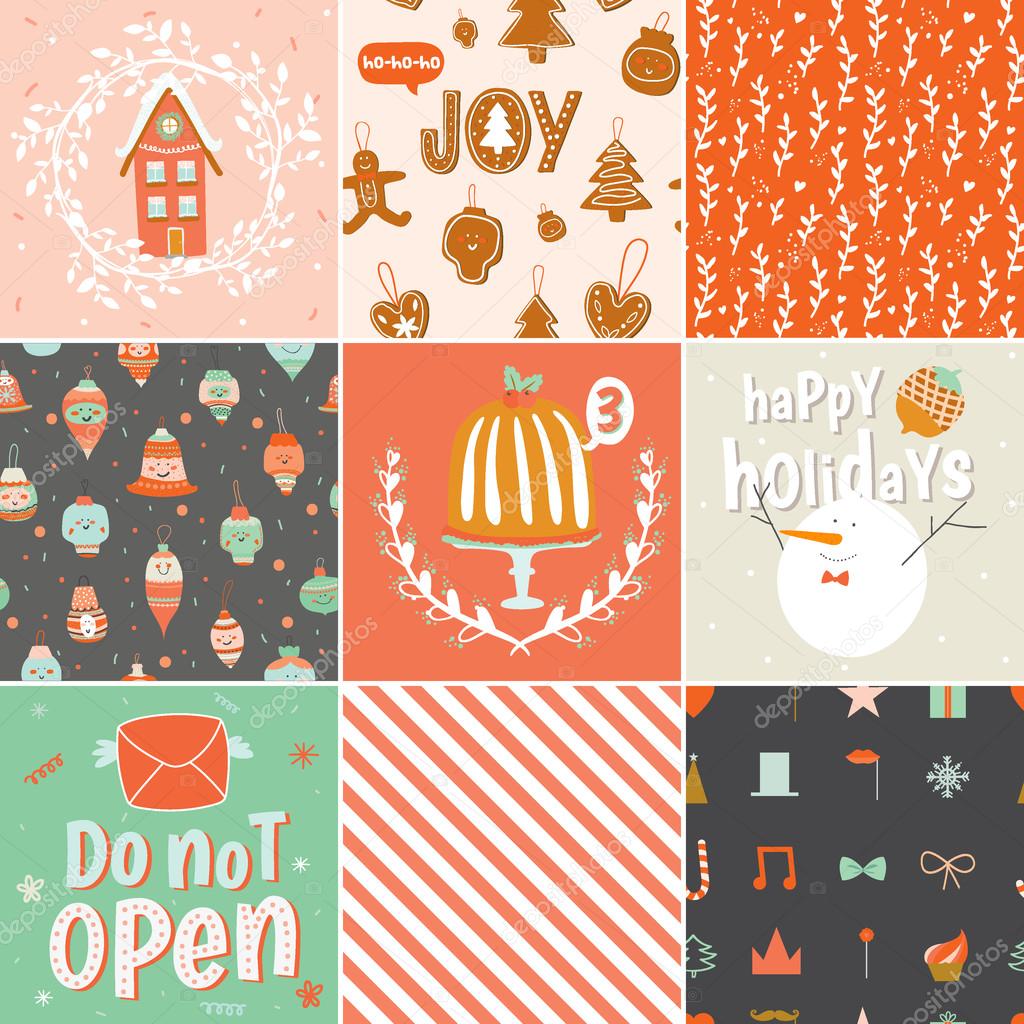 Collection of 9 Christmas gift tags and cards