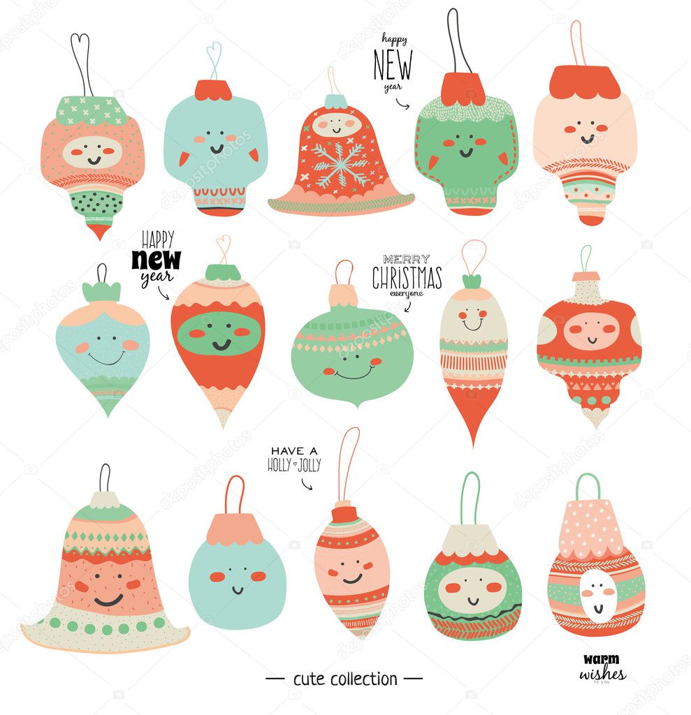 Vintage Christmas and New Year elements
