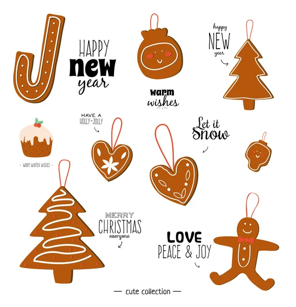 Vintage Christmas and New Year holidays elements. — Stock Vector