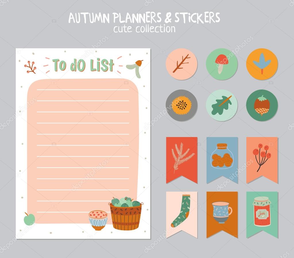 cute daily calendar and to do list template stock vector