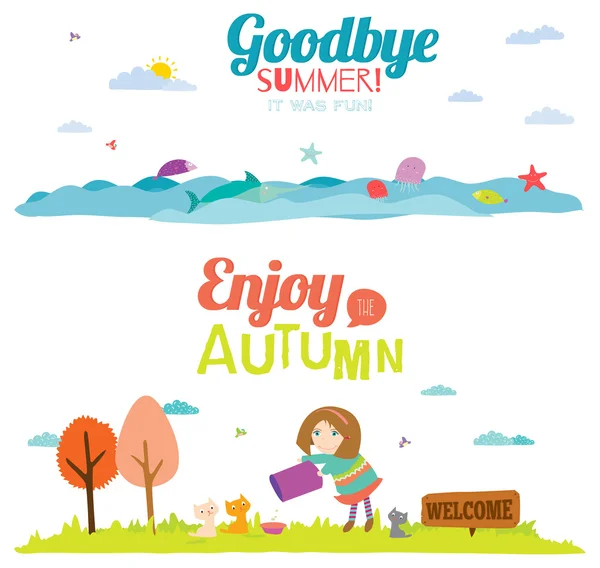 Goodbye summer. Hello autumn. — Stock Vector