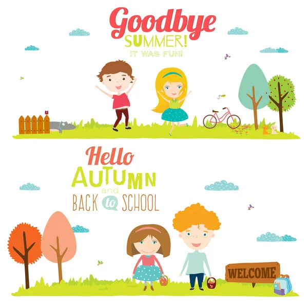 Goodbye summer. Hello autumn. — Stock Vector