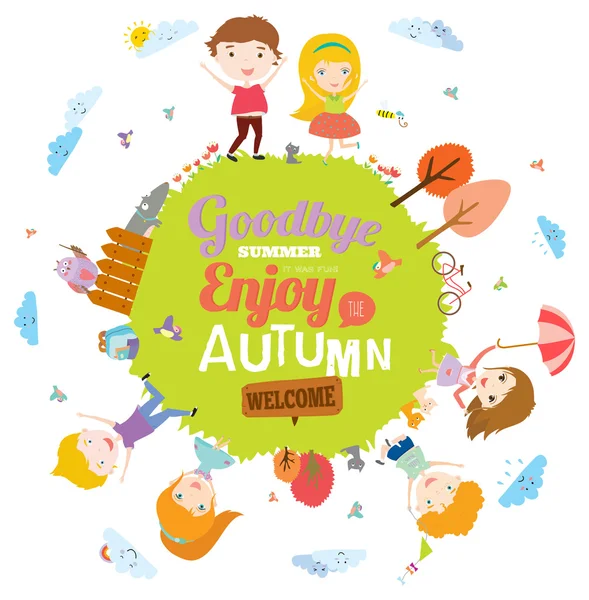 Goodbye summer. Hello autumn. — Stock Vector