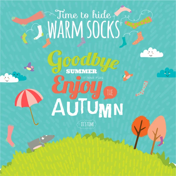 Goodbye summer. Hello autumn. — Stock Vector