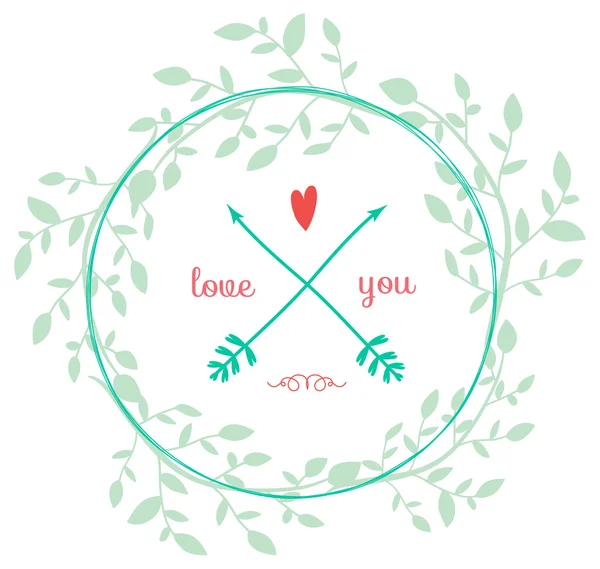 Vintage romántico flores amor tarjeta — Vector de stock