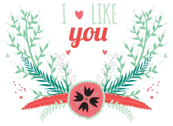 Vintage flores românticas cartão de amor — Vetor de Stock