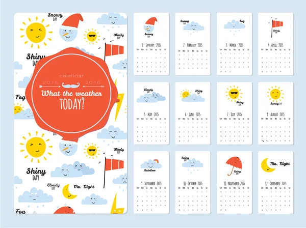 Unusual calendar for 2015. — Stock Vector