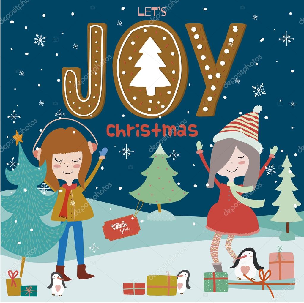 Stylish and bright Merry Christmas and New Year card