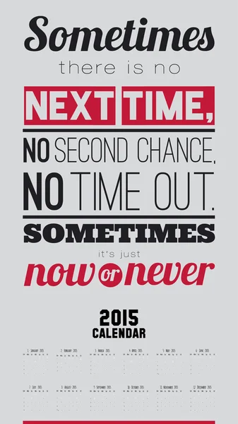 Calendario de pared de Año Nuevo para 2015 con citas inspiradoras y motivacionales — Vector de stock
