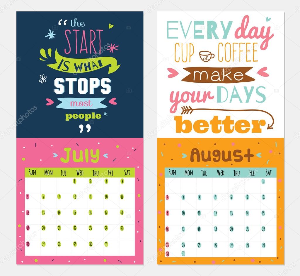 New wall calendar for with inspirational and motivational quotes Vector by ©one7thlifetime
