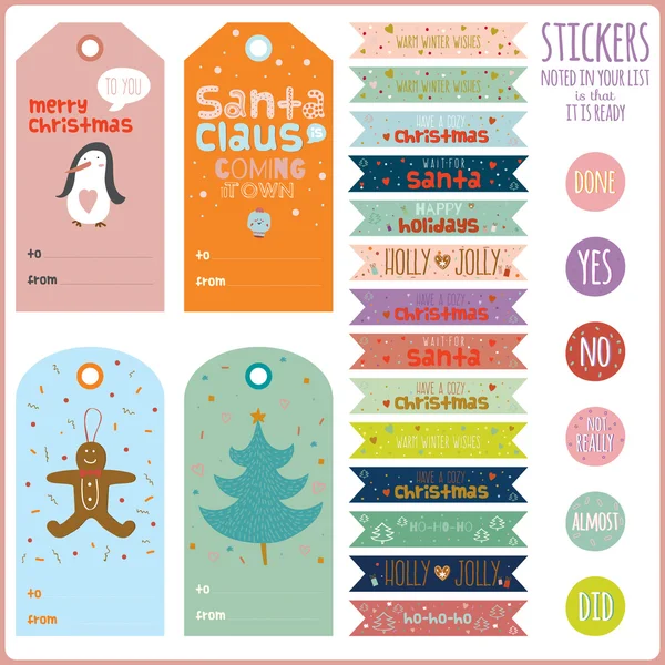 Stickers voeux de Noël et Nouvel An — Image vectorielle