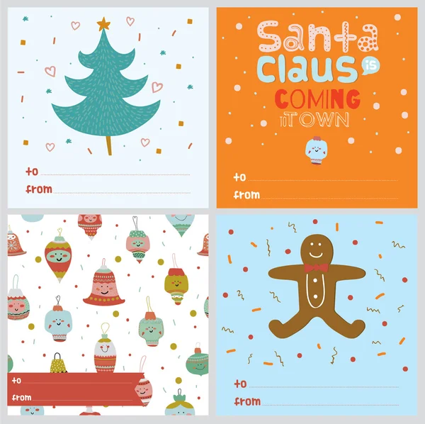 Christmas and New Year greeting cards — Stock Vector