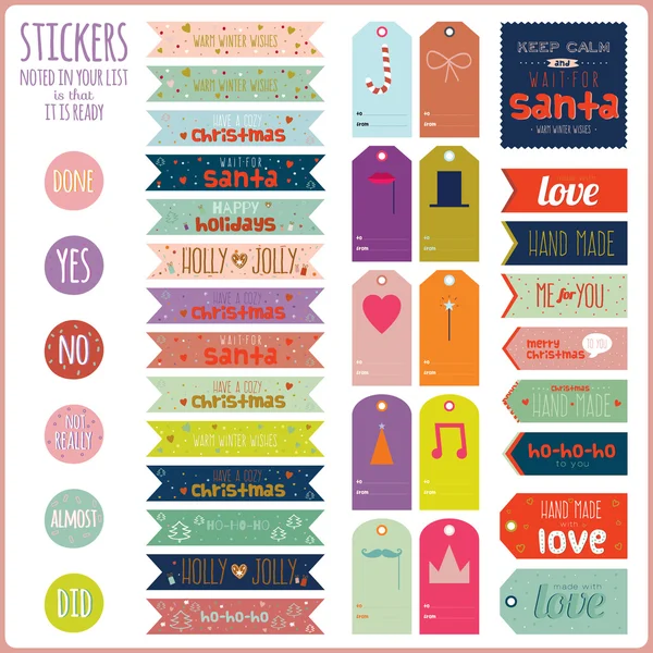 Stickers voeux de Noël et Nouvel An — Image vectorielle