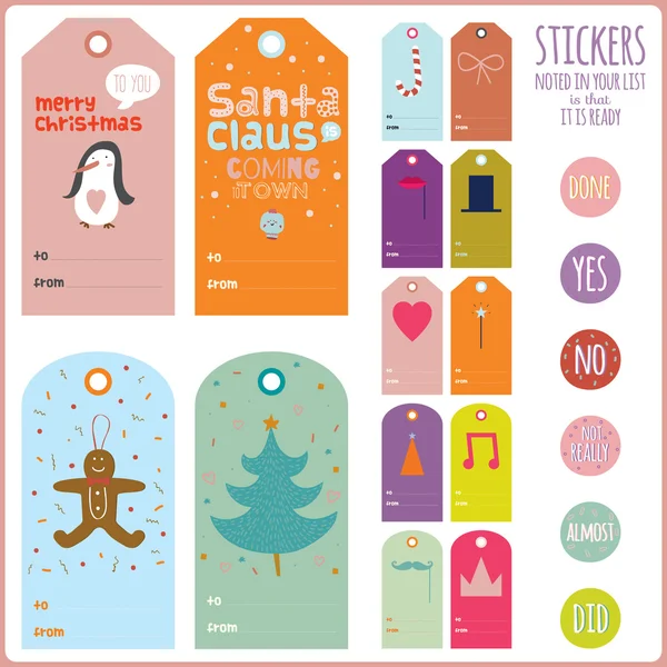 Stickers voeux de Noël et Nouvel An — Image vectorielle