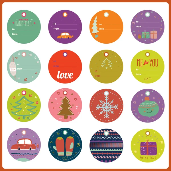Kerstmis en Nieuwjaar groet stickers — Stockvector